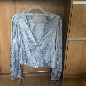 Urban outfitters silk deep V long sleeve
